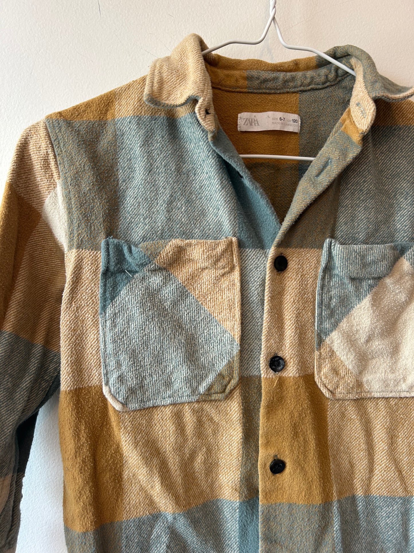 Zara Mustard Plaid Shirt | 7 Years