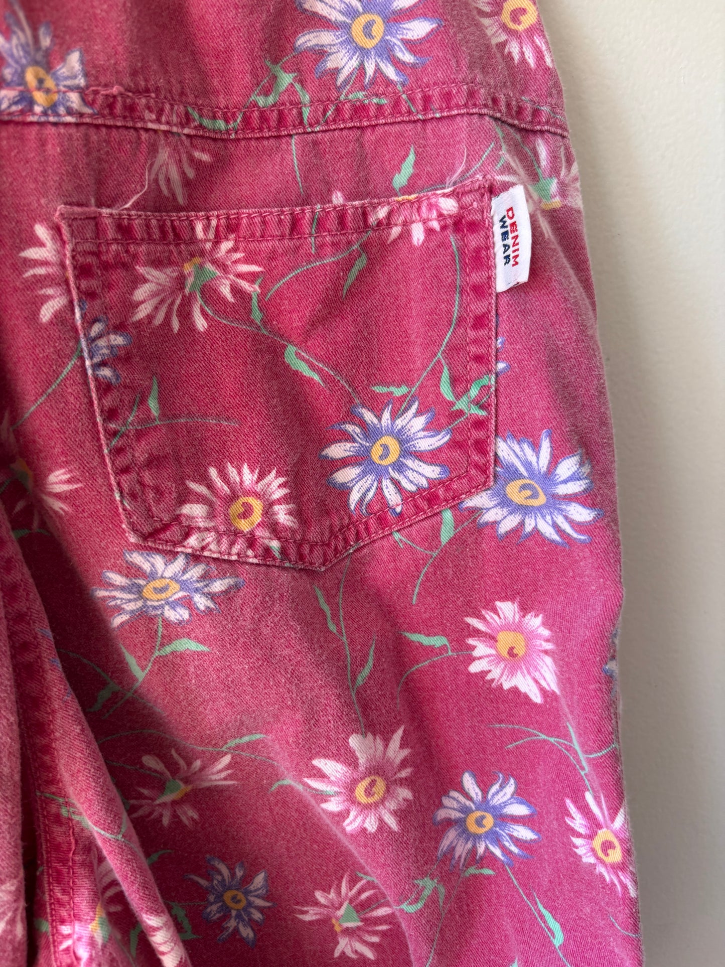 Vintage Pink Floral Overalls | 14 Years