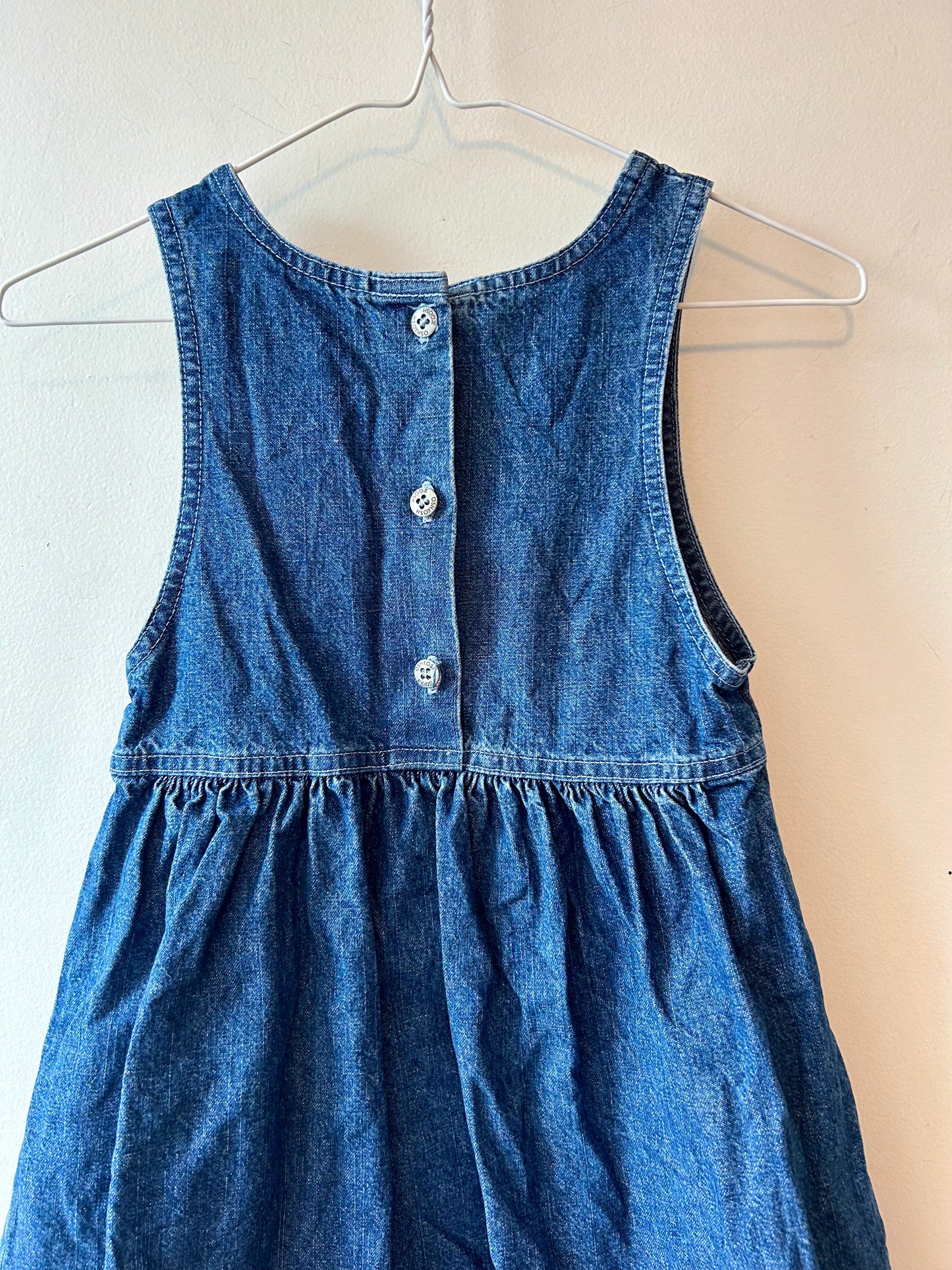 Vintage Oshkosh Denim Flowers Dress | 6 Years