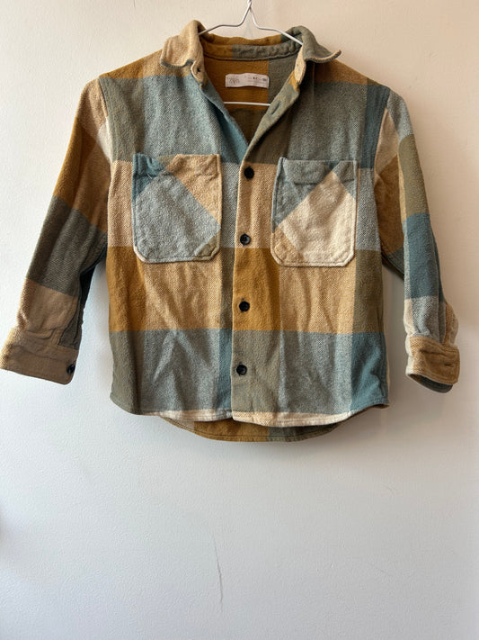 Zara Mustard Plaid Shirt | 7 Years