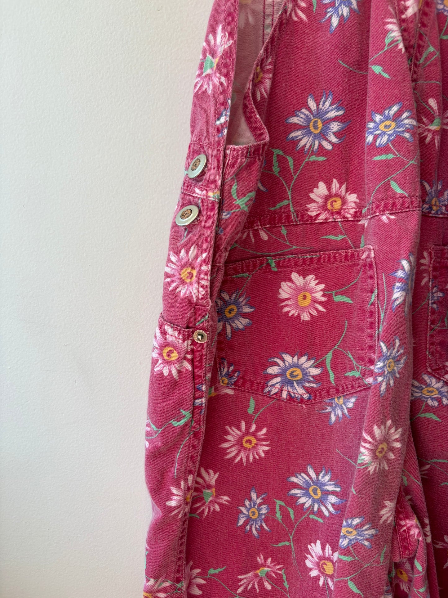 Vintage Pink Floral Overalls | 14 Years