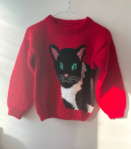 Hand knit Cat Sweater | 8 Years